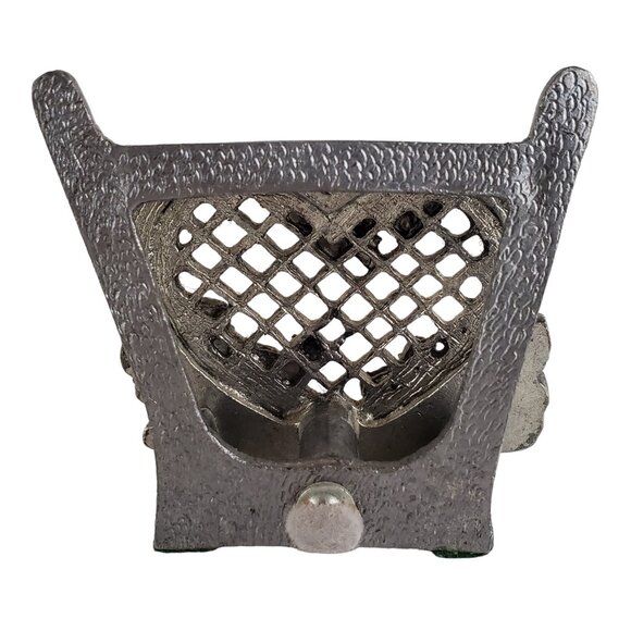 Victorian Pewter Business Card Holder Metal Heart Roses Flower Floral Desk - Picture 3 of 9